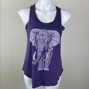 Elephant Print Tank Top Purple Thailand